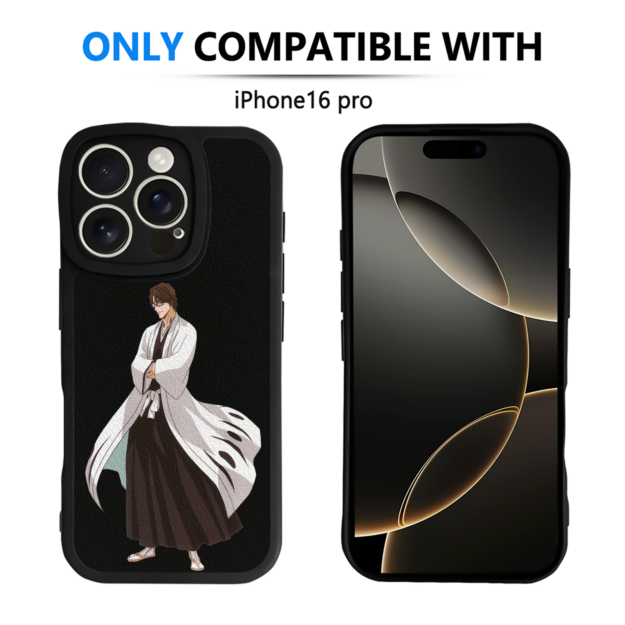 （画像用） ブリーチ 藍染 惣右介（あいぜん そうすけ） BLEACH Aizen Sousuke 【iPhone 16シリーズ対応】シリコンスマホケース（レザー調） 材質：シリコン